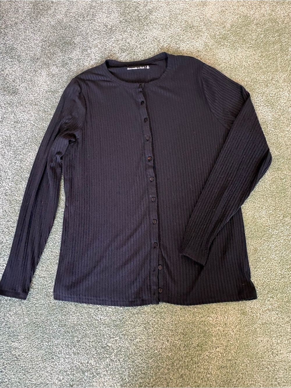 Abercrombie & Fitch Black Ribbed Button-Up Cardigan